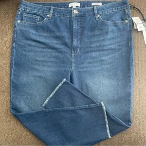 NWT Women’s Sofia Vergara High Rise Skinny Ankle Frayed Hem Jeans Size 22 ~ Blue